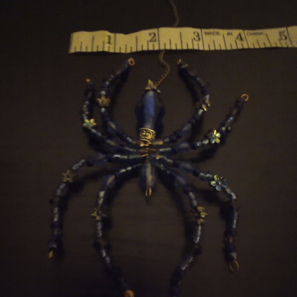 Blue Beaded Spider Pendant - Picture 5 of 9